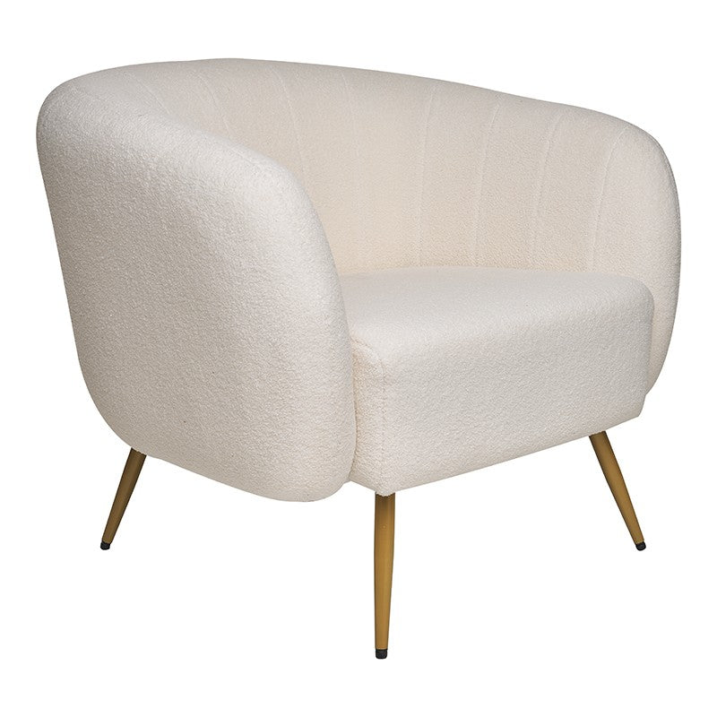 Sillón bouclé patas oro Sorolla blanco