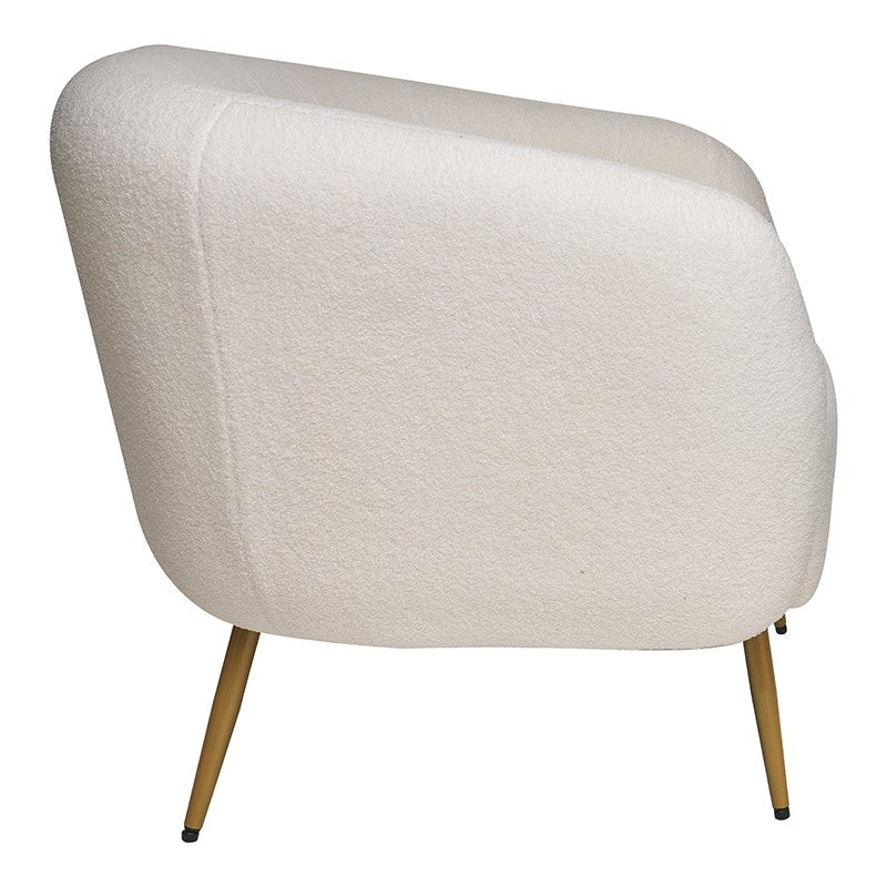 Sillón bouclé patas oro Sorolla blanco
