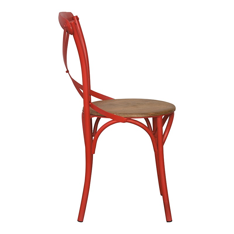 Silla De Comedor Vintage metal asiento madera Tone