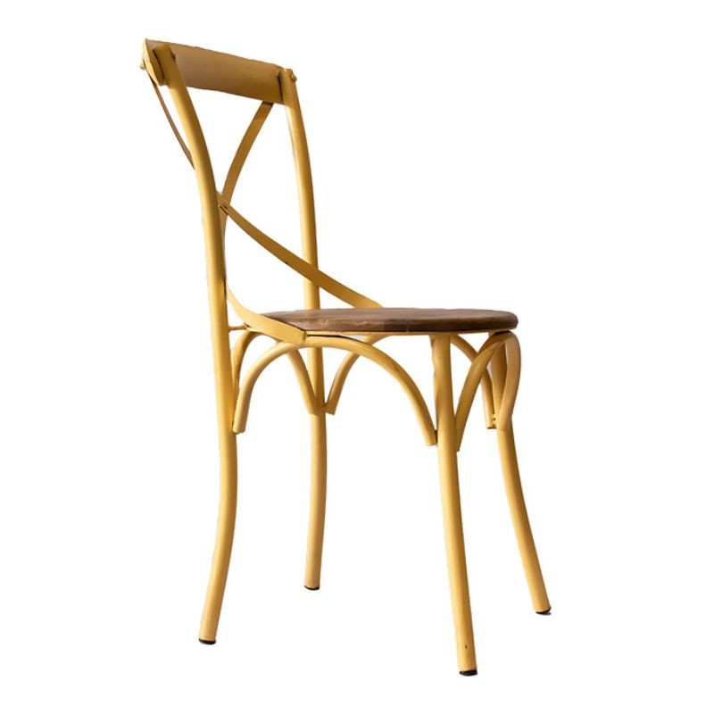Silla De Comedor Vintage metal asiento madera Tone