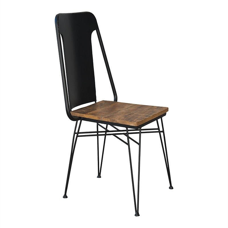 Silla vintage acero negro y madera Barein