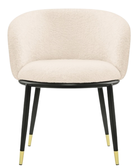 Sillón de comedor bouclé blanco Laima