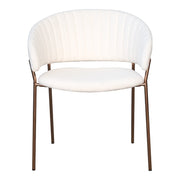 Silla de comedor bouclé blanco patas bronce Arisa