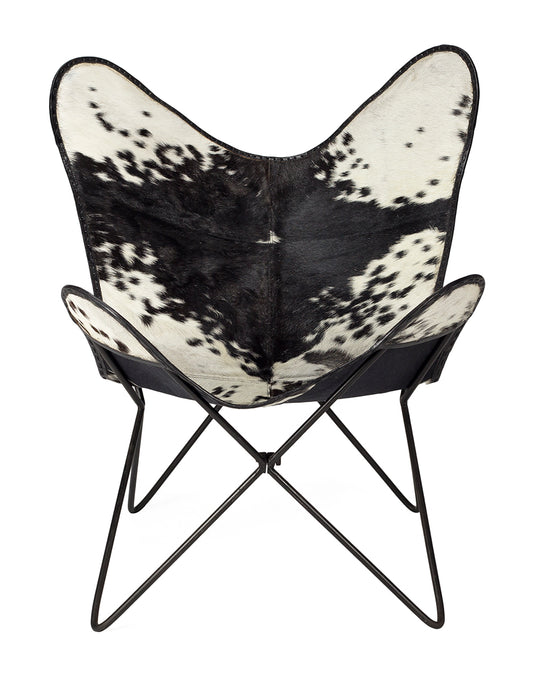 Silla vintage Butterfly piel vaca blanco negro