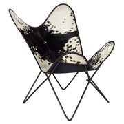 Silla vintage Butterfly piel vaca blanco negro