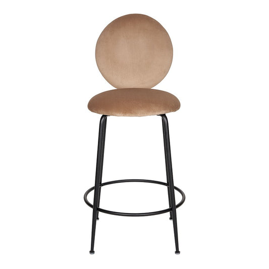 Taburete de respaldo terciopelo beige estructura negro 65cm Celia