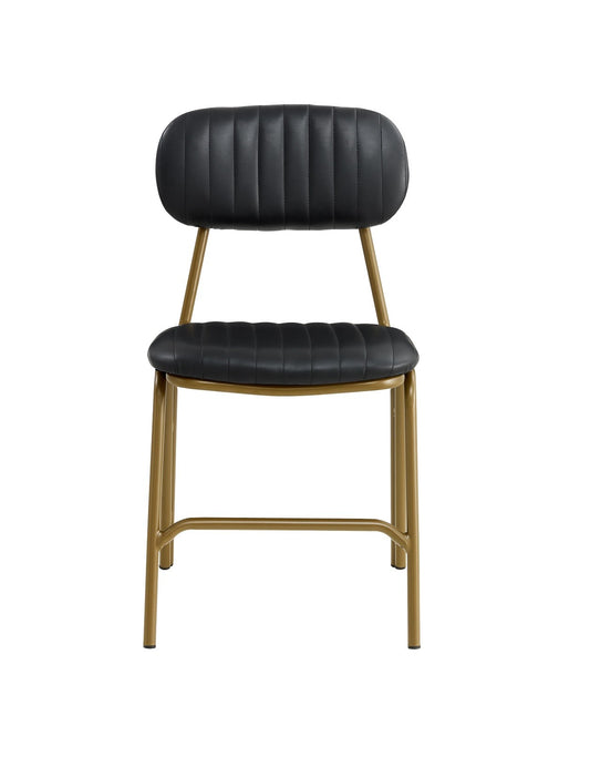Silla de comedor vintage semipiel negra gold Negro Atila