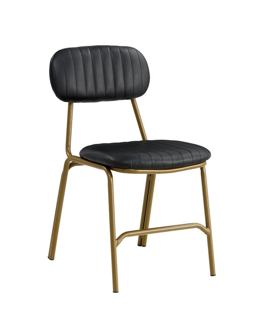 Silla de comedor vintage semipiel negra gold Negro Atila