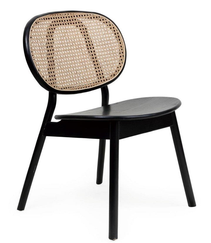 Silla comedor madera negra y ratán Anais