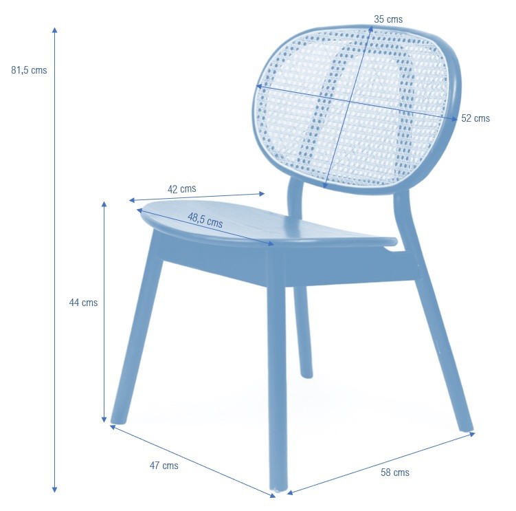 Silla comedor madera negra y ratán Anais