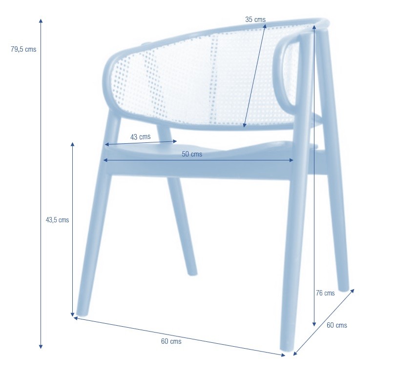 Silla comedor reposabrazos madera y ratán Arlo