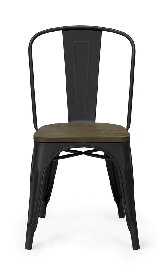 Silla de comedor industrial negro mate madera lix