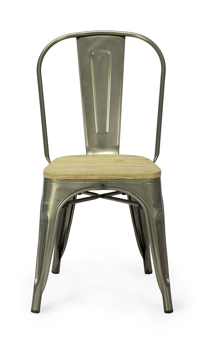 Silla de comedor industrial acero y madera lix