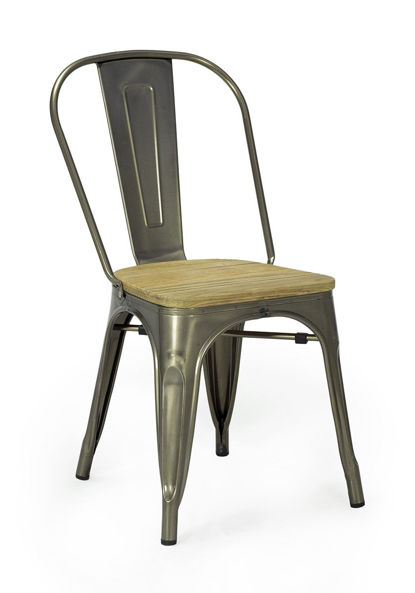 Silla de comedor industrial acero y madera lix