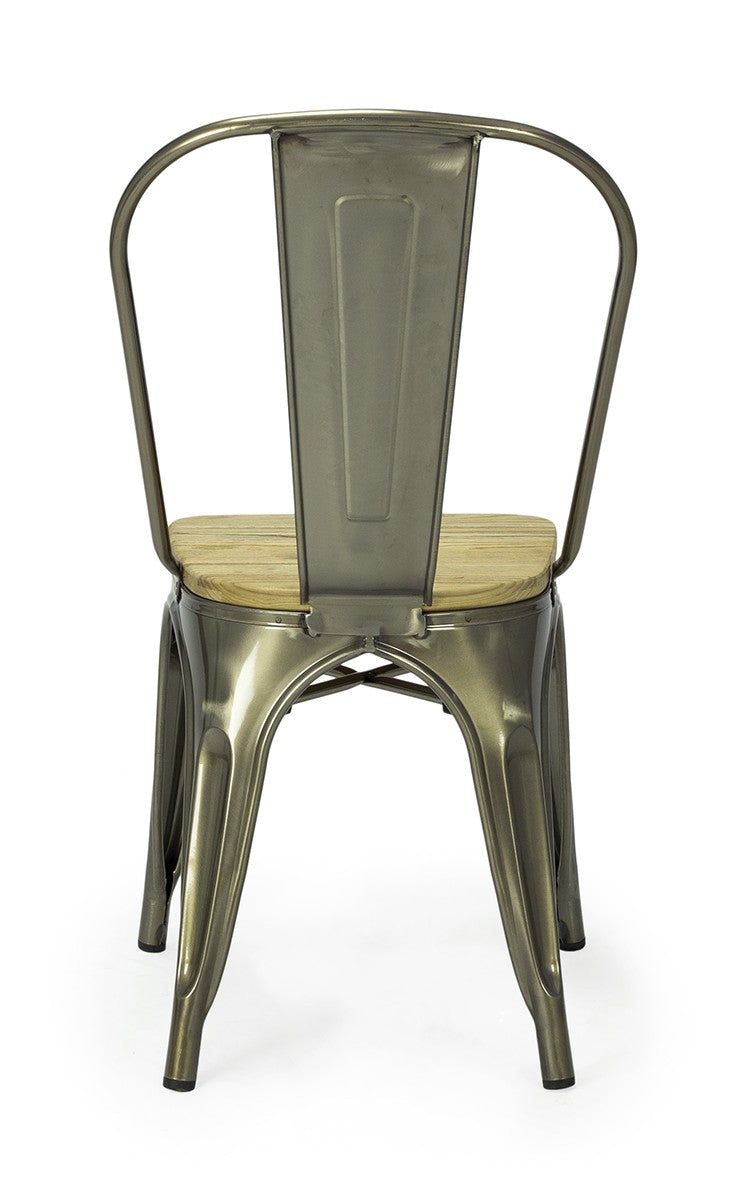 Silla de comedor industrial acero y madera lix