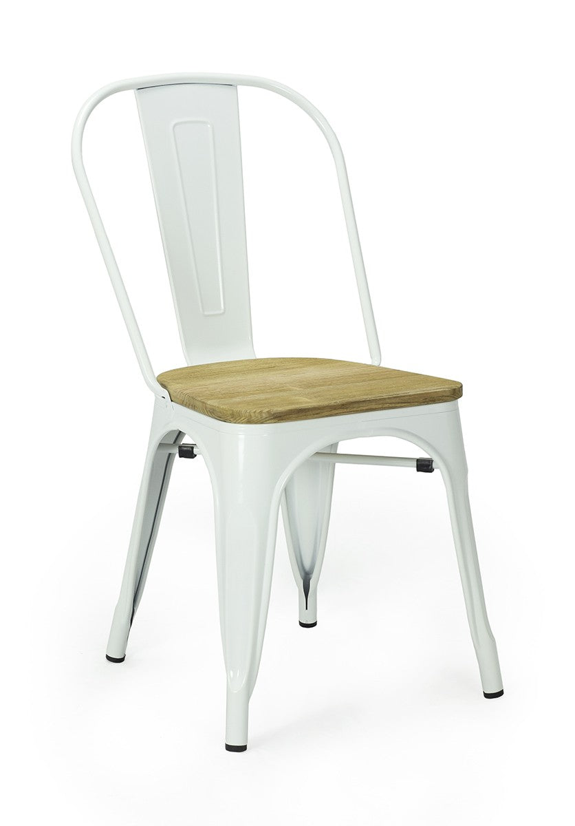Silla de comedor industrial acero y madera lix