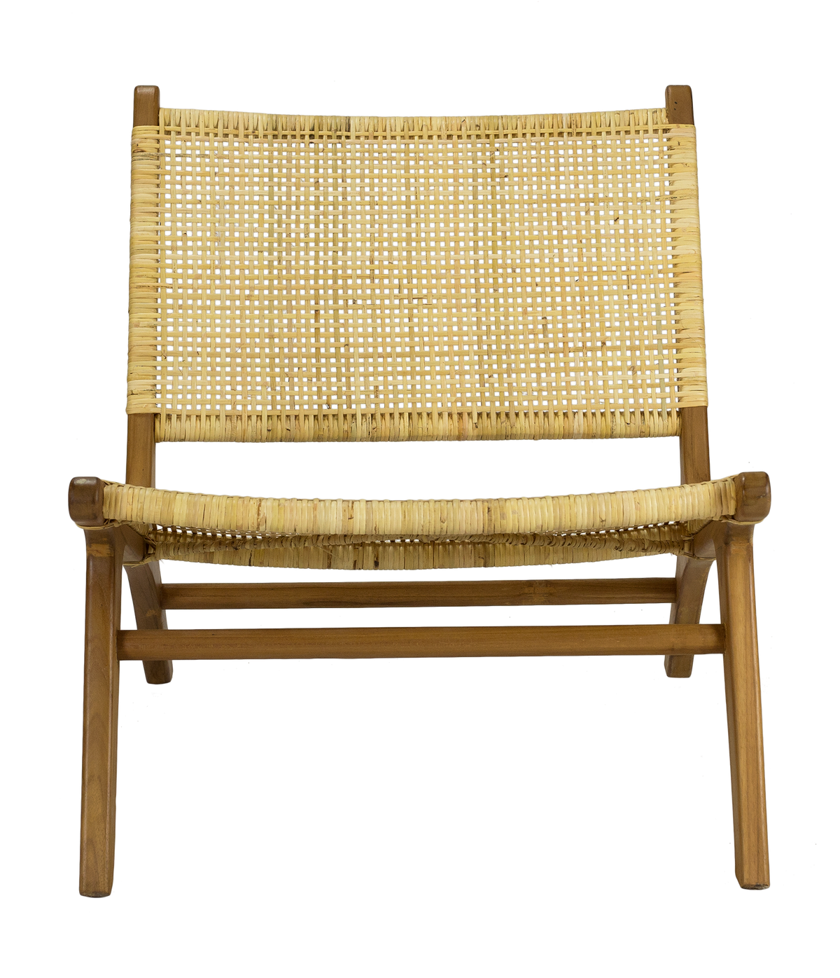Silla relax de madera y ratán Leila