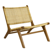Silla relax de madera y ratán Leila