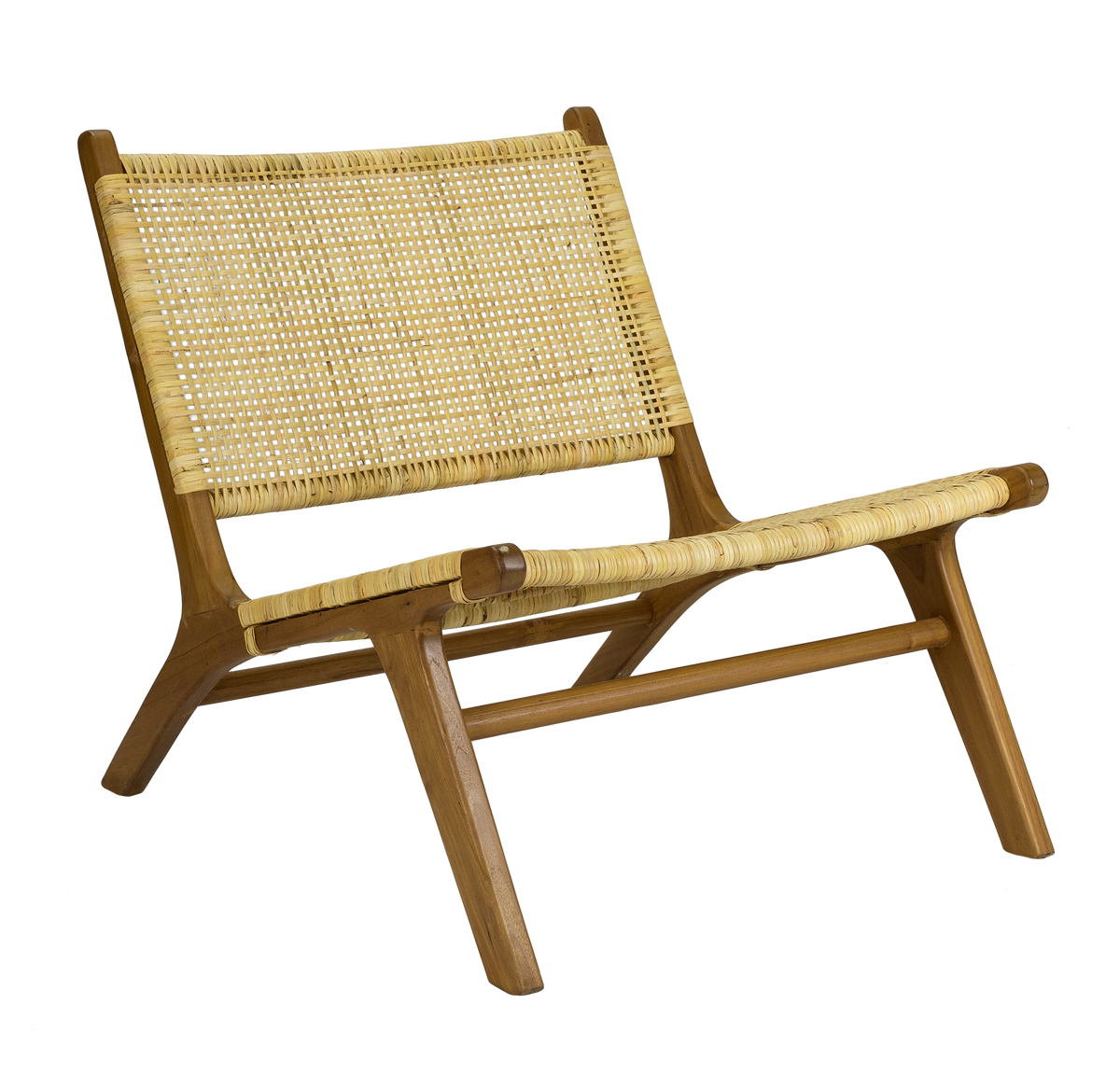 Silla relax de madera y ratán Leila