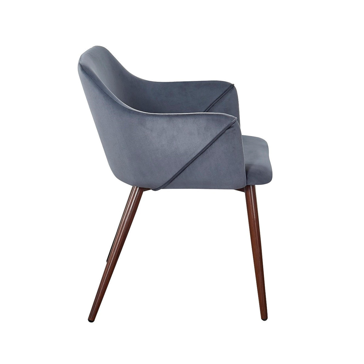 Sillón Comedor Terciopelo Gris Nogal Nala