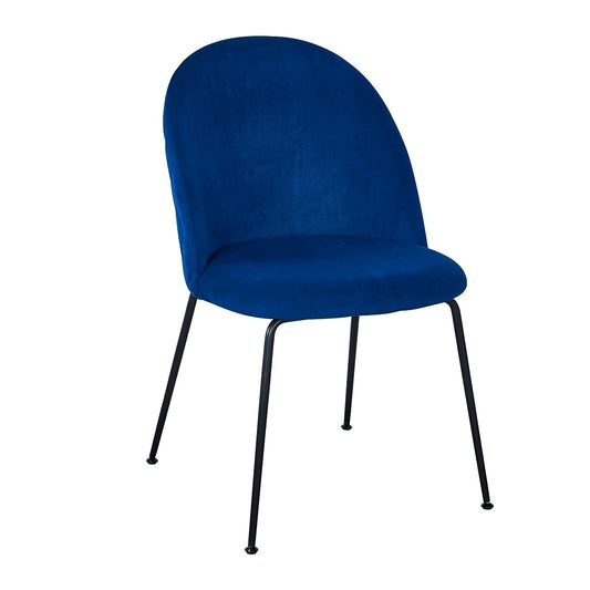 Silla Terciopelo Azul Comedor Alika Negro