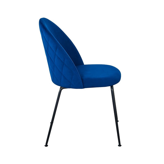 Silla Terciopelo Azul Comedor Alika Negro