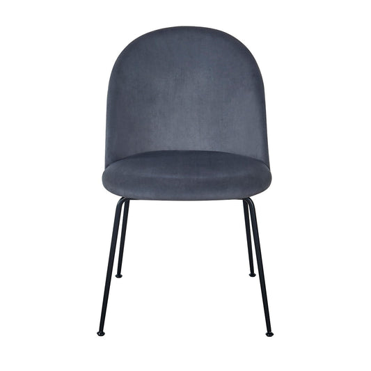 Silla Terciopelo Comedor Gris Alika Negro