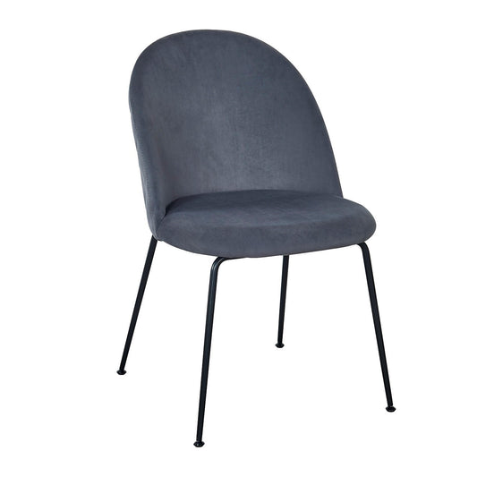 Silla Terciopelo Comedor Gris Alika Negro