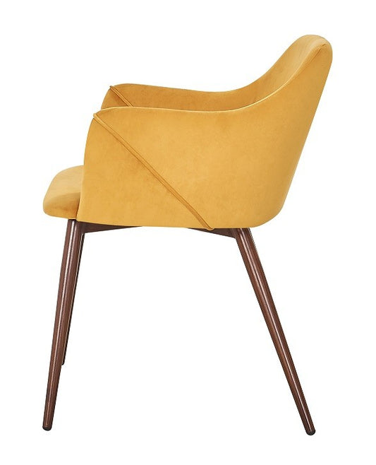 Sillón Comedor Terciopelo Amarillo Nogal Nala