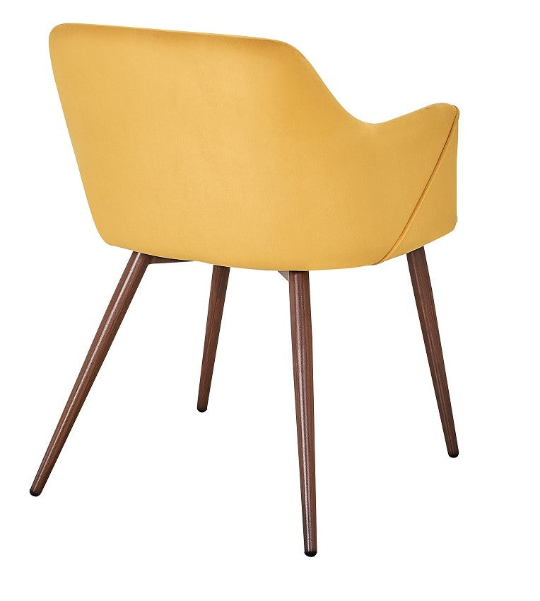 Sillón Comedor Terciopelo Amarillo Nogal Nala