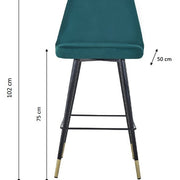 Taburete barra Valley terciopelo verde H75 cms