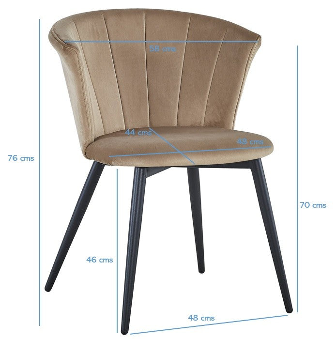 Silla de comedor terciopelo beige Dalia