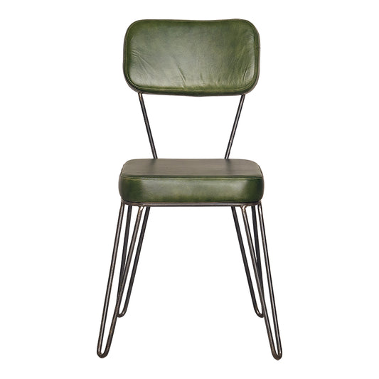 Silla de comedor industrial Nina cuero verde