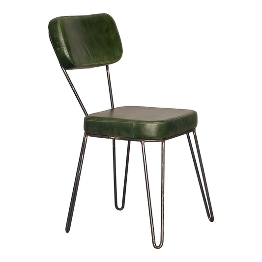 Silla de comedor industrial Nina cuero verde