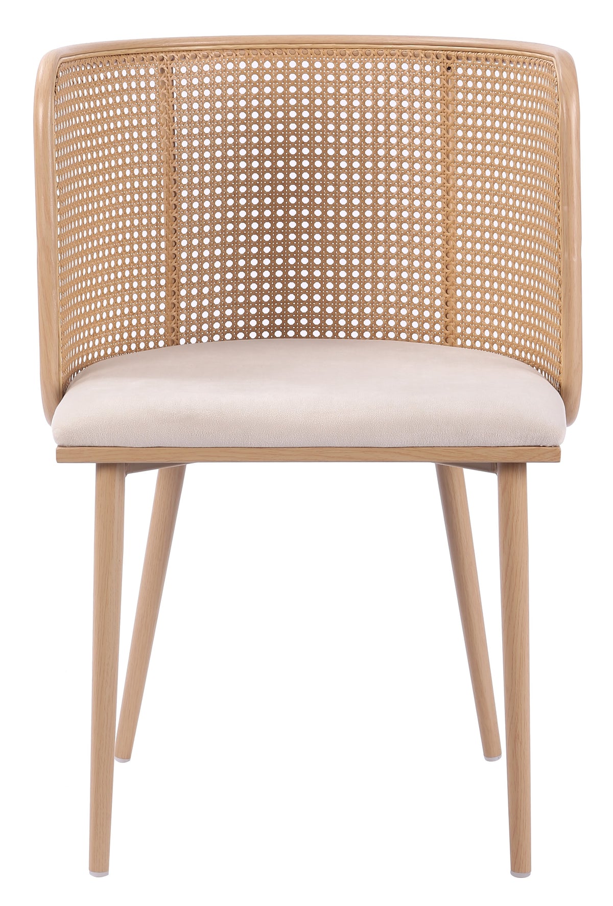 Silla de comedor ratán asiento terciopelo beige Nora