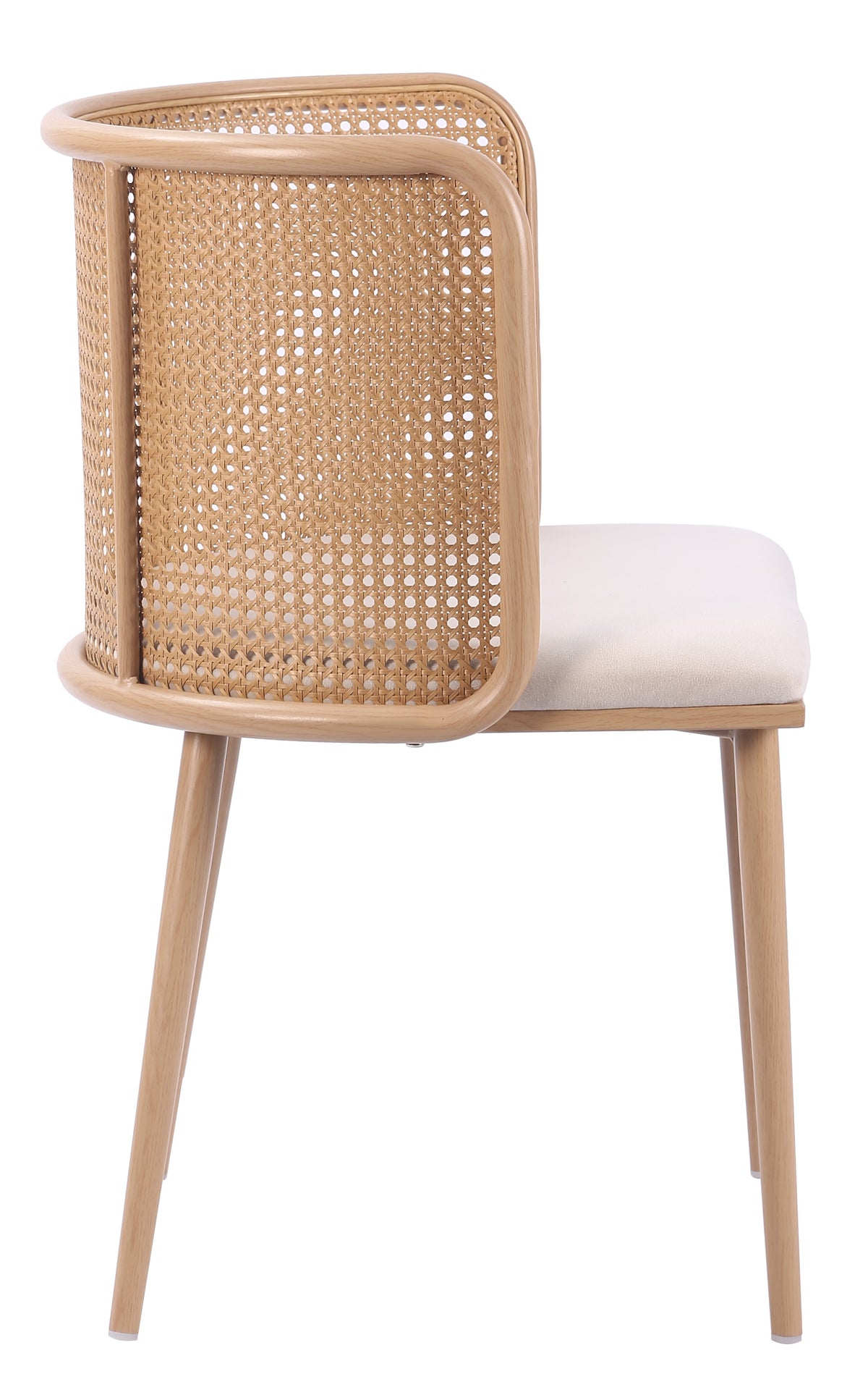Silla de comedor ratán asiento terciopelo beige Nora