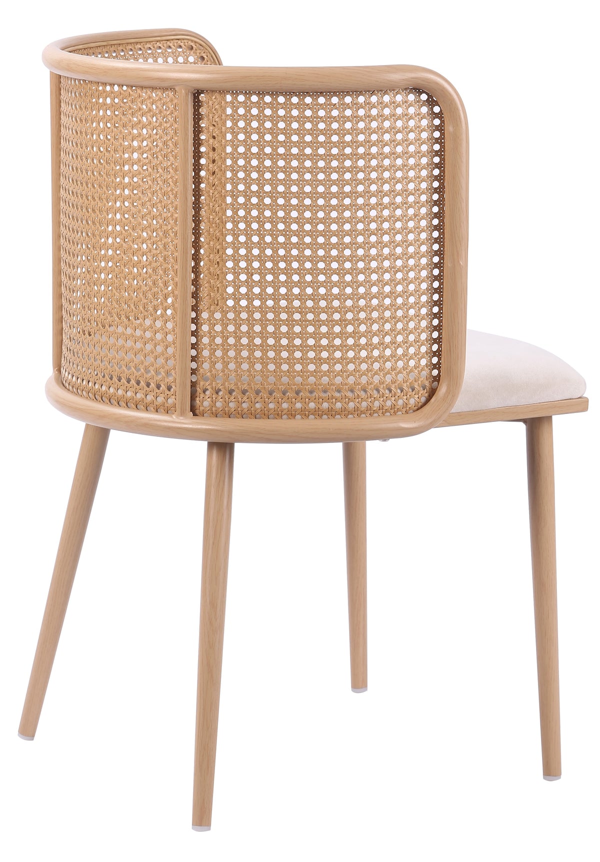 Silla de comedor ratán asiento terciopelo beige Nora