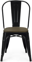 Silla de comedor industrial Lix negro asiento madera
