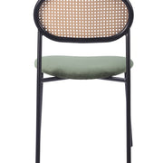 Silla de comedor ratán y pana verde Magic