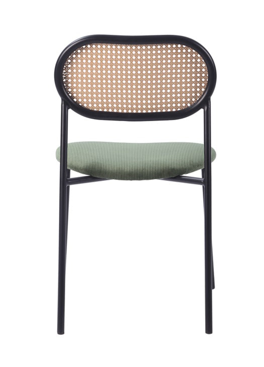 Silla de comedor ratán y pana verde Magic