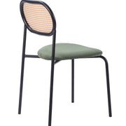 Silla de comedor ratán y pana verde Magic