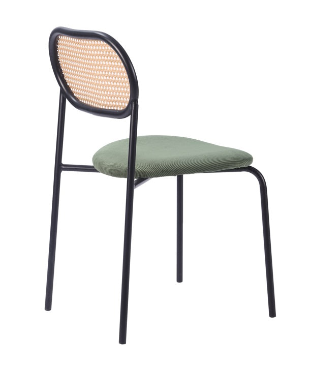 Silla de comedor ratán y pana verde Magic