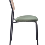 Silla de comedor ratán y pana verde Magic