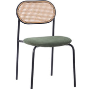 Silla de comedor ratán y pana verde Magic