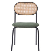 Silla de comedor ratán y pana verde Magic